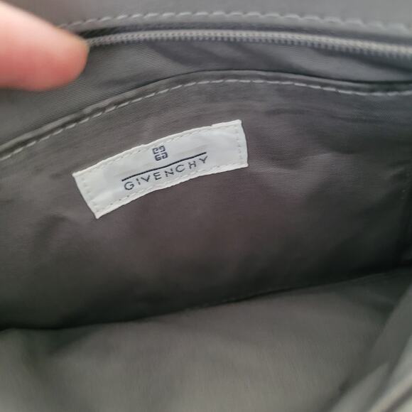 Givenchy Cosmetic Bag Pouch Gray Zip Logo Nylon Small Reighstones Logo Pouch - Picture 11 of 12